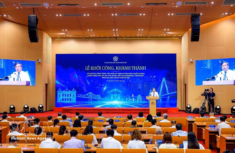 庆祝国庆81周年重点项目开工、竣工仪式全景。图片来源： 越通社。 