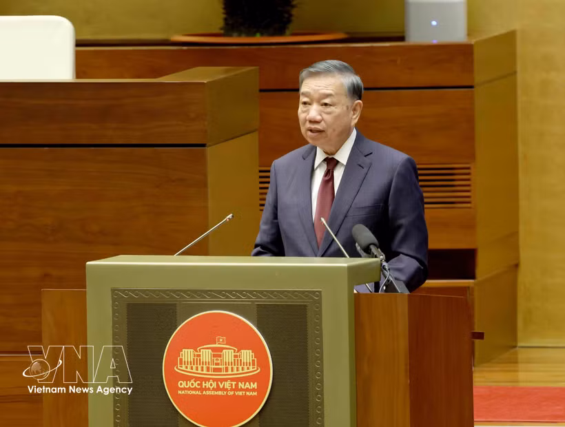 越共中央总书记、国家主席苏林发表指导讲话。图自越通社