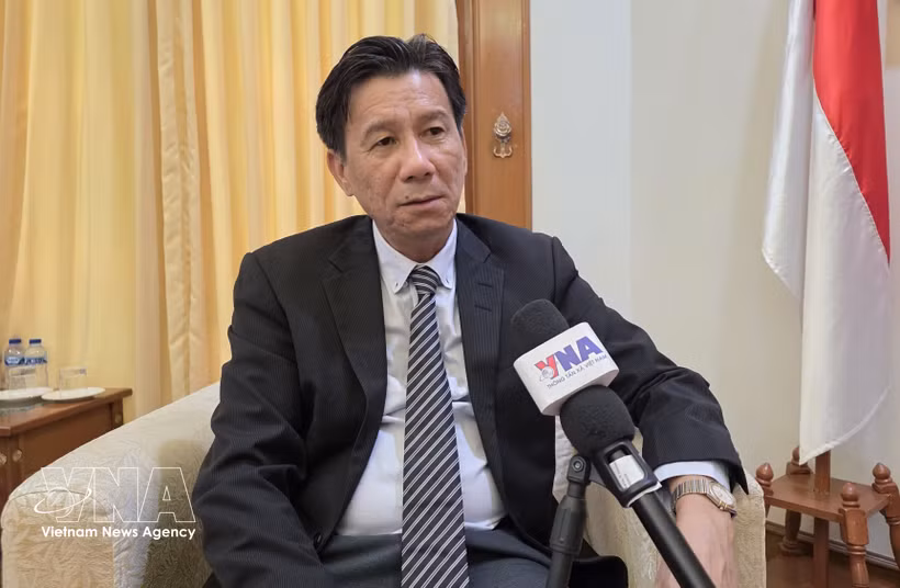 越南驻印度尼西亚大使谢文聪就新阶段双边合作前景与方向接受了越通社驻雅加达记者的专访 图自越通社