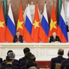 苏林与普京会见记者 图自越通社