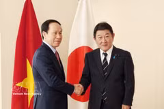 越南政府副总理黎进珠会见日本外务大臣茂木敏充。图自越通社