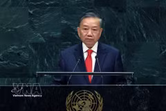 越共中央总书记、国家主席苏林在第81届联合国大会一般性辩论上发表讲话。图自越通社