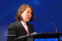 越南驻阿根廷大使吴明月发表讲话。图自越通社