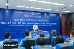 2026年岘港经济、金融与科技周新闻发布会现场。图自Vietnam+