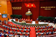 越共中央总书记苏林在越南共产党第十三届中央委员会第十三次全体会议闭幕式上发表讲话。图自越通社