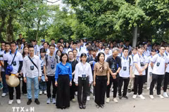 海外越南青年代表团在富寿省雄庙国家历史遗址敬香。图自越通社