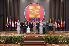 由越南常驻东盟代表团团长孙氏玉香大使在印尼雅加达主持东盟互联互通倡议（IAI）特别工作组第76次会议。图自越通社