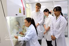 茶荣大学吸引了众多国内外大学生和实习生前来学习与研究。图自越通社