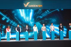 越南绿色与智能出行股份公司在印度举行Green SM Limo服务启动仪式。图自越通社
