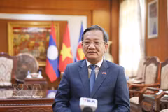 越南驻老挝大使阮明心接受越通社记者的采访。图自越通社