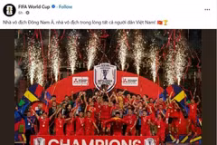 国际足球联合会（FIFA）刚向越南国家男子足球队夺得2024年东南亚足球锦标赛冠军表示祝贺，并为不慎在次回合比赛中遭遇严重受伤的前锋阮春山加油。图自越通社