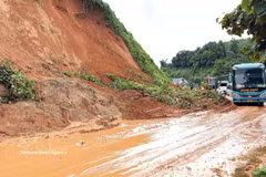 强降雨导致宣光省多条道路发生山体滑坡。图自越通社
