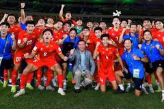 越南U23队在获胜后的喜悦。图自AFC