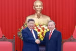 越共中央总书记苏林与中共中央总书记、国家主席习近平举行小范围会晤。图自 越通社