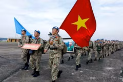 2023年8月，越南二号工兵队启程，前往联合国驻阿卜耶伊地区维和特派团（UNISFA）执行维和任务。图自越通社