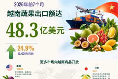 2026年前7个月越南蔬果出口额达48.3亿美元