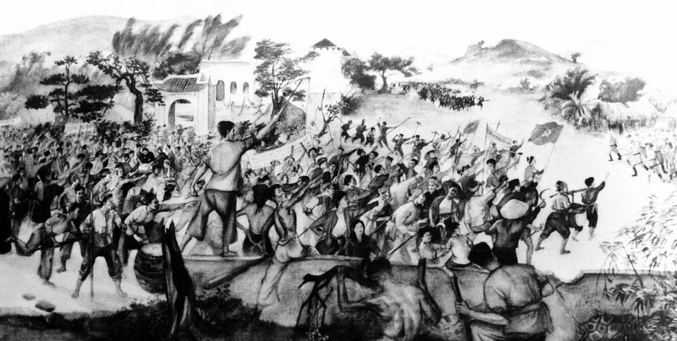 1930-1931年阶段的革命斗争运动，其顶峰是爆发的义静苏维埃，这是由工人阶级政党领导的越南革命的第一次总演习，成为越南革命史上的光辉里程碑。图自越通社