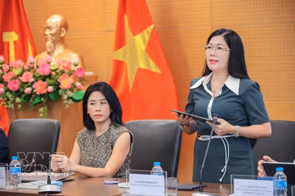 创新与数字化转型研究院院长阮氏碧兰发表讲话。图自越通社