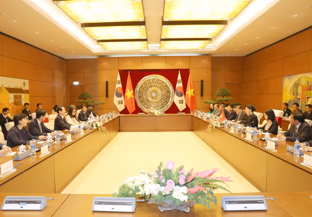 越南国会主席阮氏金银同韩国国会议长丁世均举行会谈 ảnh 2 越南国会主席阮氏金银同韩国国会议长丁世均举行会谈 ảnh 2