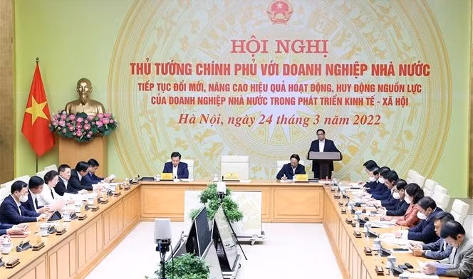 越南政府总理范明政主持全国国有企业代表视频会议 ảnh 1 越南政府总理范明政主持全国国有企业代表视频会议 ảnh 1