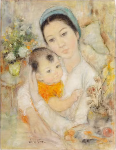 黎氏榴的“母亲和孩子”画作价值达到52.92万欧元 ảnh 1