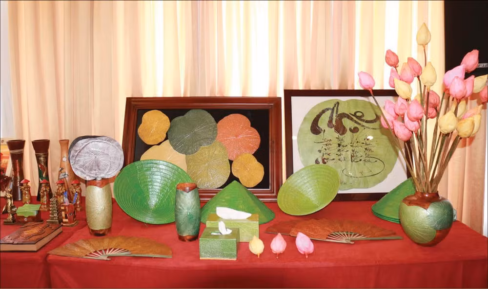 干莲花工艺品——富有越南文化艺术价值的纪念品 ảnh 1 干莲花工艺品——富有越南文化艺术价值的纪念品 ảnh 1