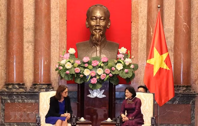 越南国家副主席邓氏玉盛会见欧洲贸易委员会委员塞西莉亚 ảnh 1 越南国家副主席邓氏玉盛会见欧洲贸易委员会委员塞西莉亚 ảnh 1