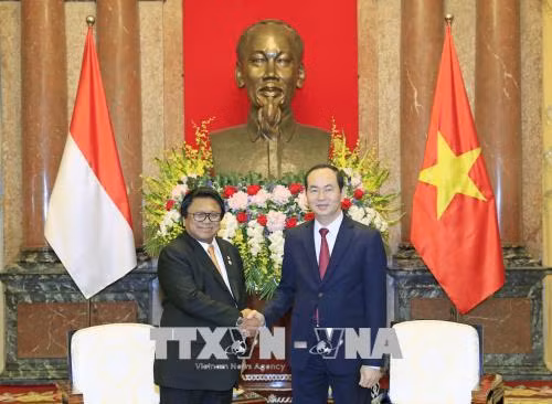 越共中央总书记阮富仲与越南国家主席陈大光会见印尼地方代表理事会主席乌斯曼 ảnh 2 越共中央总书记阮富仲与越南国家主席陈大光会见印尼地方代表理事会主席乌斯曼 ảnh 2