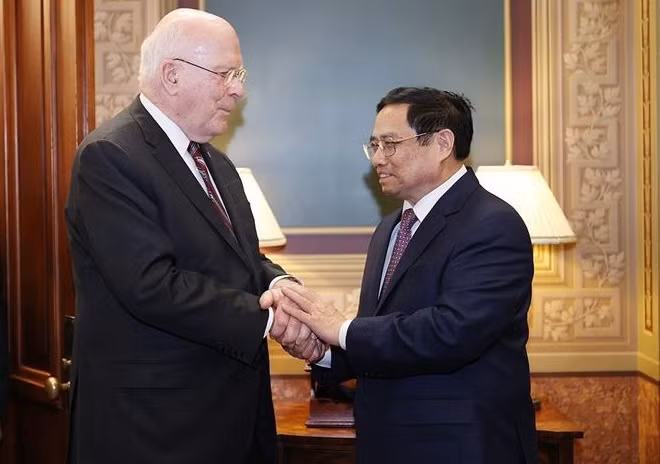 越南政府总理范明政会见美国参议院议长帕特里克•莱希 ảnh 2 越南政府总理范明政会见美国参议院议长帕特里克•莱希 ảnh 2