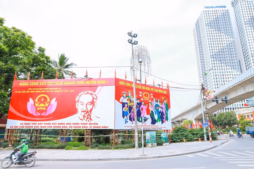 组图：河内市各地张灯结彩营造换届选举浓厚氛围 ảnh 8