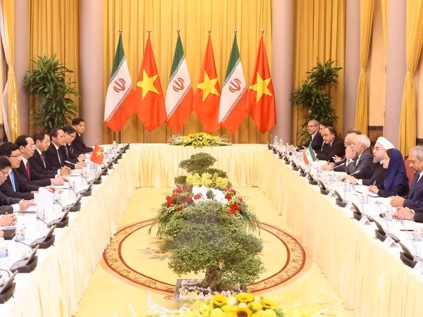 越南国家主席陈大光与伊朗总统哈桑•鲁哈尼举行会谈 ảnh 1