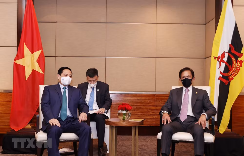 越南政府总理范明政会见文莱苏丹哈桑纳尔 ảnh 1