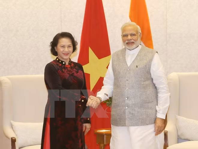 越南国会主席阮氏金银会见印度总理纳伦德拉·莫迪 ảnh 1