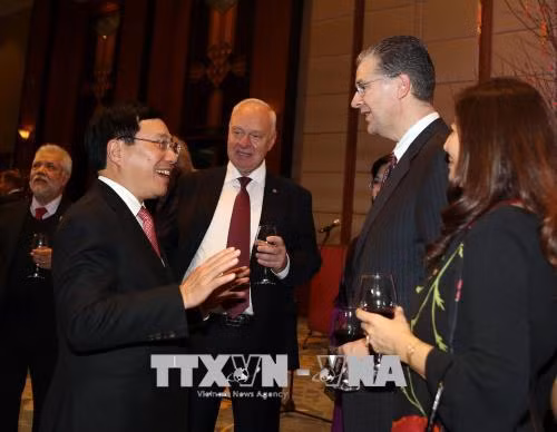越南政府副总理范平明会见各国驻越外交使团代表 ảnh 2 越南政府副总理范平明会见各国驻越外交使团代表 ảnh 2