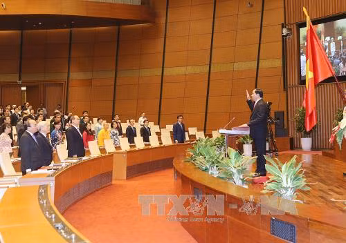 第十四届国会一次会议：陈大光主席的讲话彰显越南民族的决心和意志力 ảnh 1