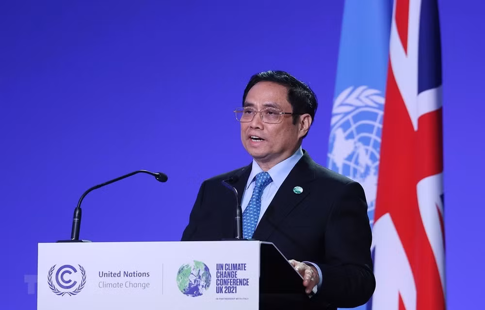 越南政府总理范明政在《联合国气候变化框架公约》第二十六次缔约方大会世界领导人峰会上发表讲话 ảnh 1 越南政府总理范明政在《联合国气候变化框架公约》第二十六次缔约方大会世界领导人峰会上发表讲话 ảnh 1
