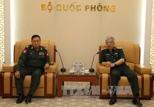 国防部副部长阮志咏上将会见缅甸军事安全总局副总局长 ảnh 1 国防部副部长阮志咏上将会见缅甸军事安全总局副总局长 ảnh 1