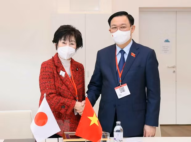 越南国会主席王廷惠会见日本参议院议长 ảnh 1