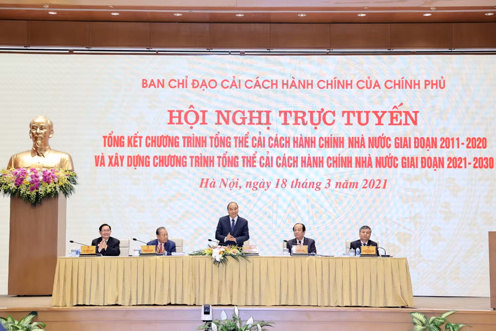 阮春福主持2011-2020年阶段国家行政审批制度改革总体计划总结全国视频会议 ảnh 1