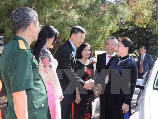阮氏金银会见越南驻澳大使馆工作人员与旅澳越南人代表 ảnh 1 阮氏金银会见越南驻澳大使馆工作人员与旅澳越南人代表 ảnh 1