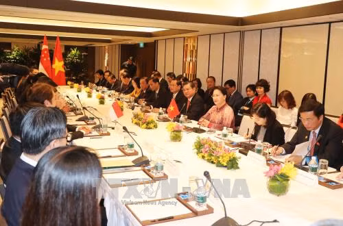 越南国会主席阮氏金银会见对越投资的新加坡企业代表 ảnh 2