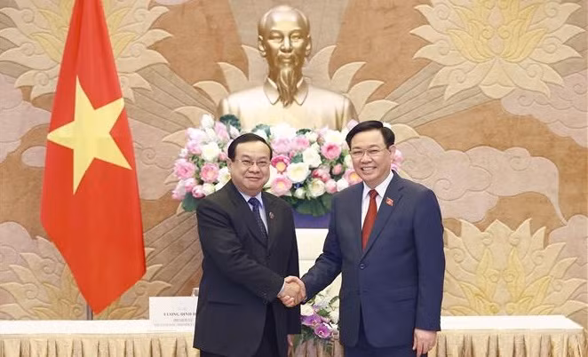 国会主席王廷惠会见老挝和柬埔寨国会对外委员会主任 ảnh 1