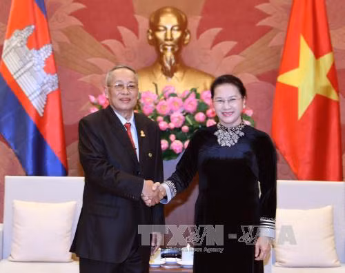 越南领导人会见柬埔寨参议院第一副主席奈北纳 ảnh 2