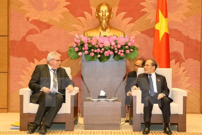 越南国会主席阮生雄会见欧洲议会代表团 ảnh 1