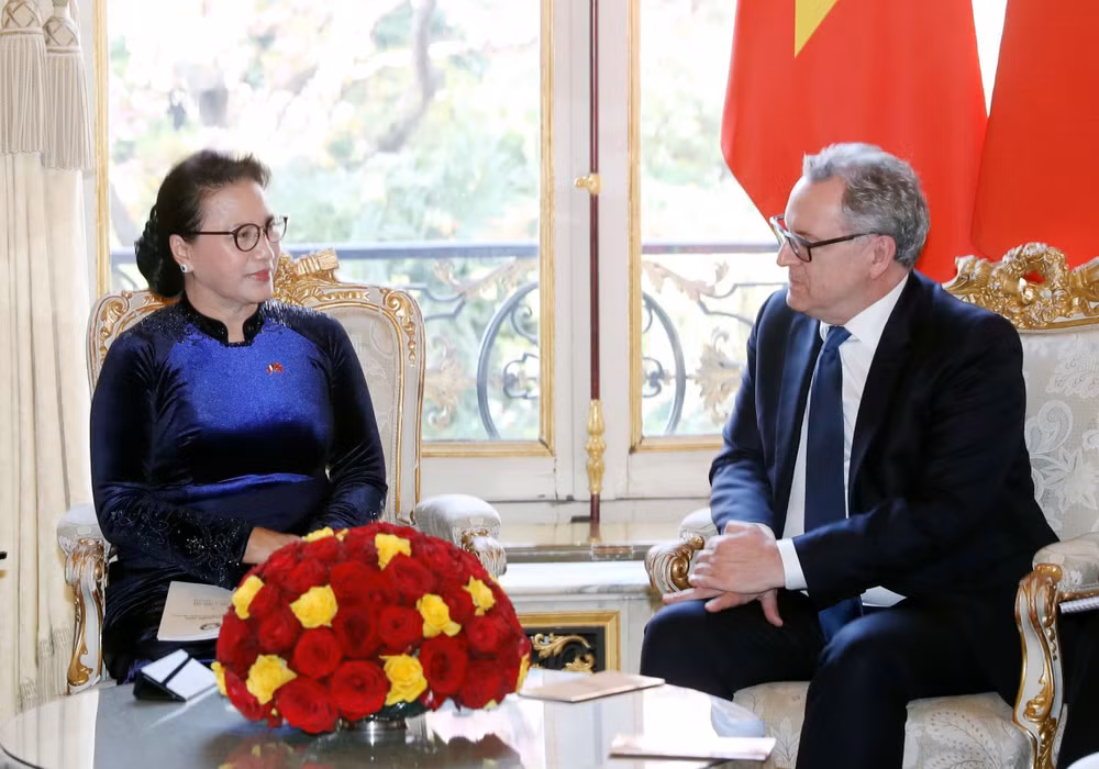 越南国会主席阮氏金银同法国国民议会议长举行会谈 ảnh 2 越南国会主席阮氏金银同法国国民议会议长举行会谈 ảnh 2