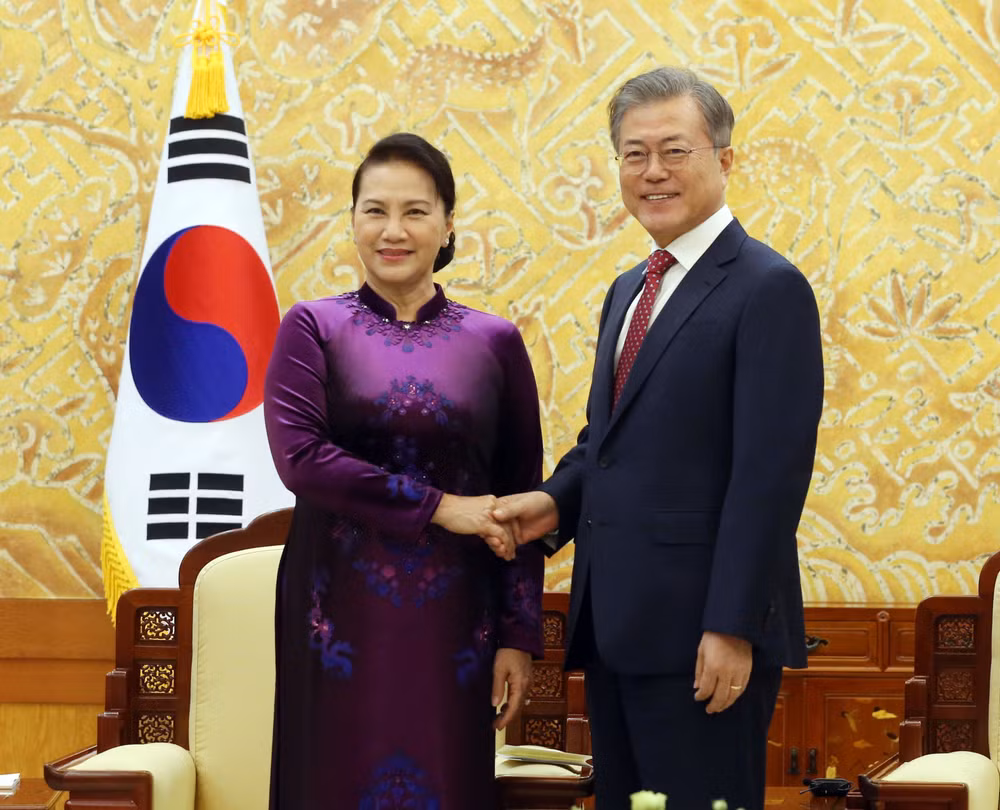 越南国会主席阮氏金银会见韩国总统文在寅 ảnh 1 越南国会主席阮氏金银会见韩国总统文在寅 ảnh 1