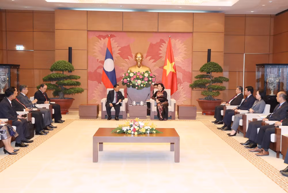 越南国会主席阮氏金银会见老挝国会副主席森暖 ảnh 1