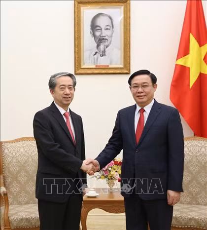 越南政府副总理王廷惠会见中国驻越大使熊波 ảnh 1