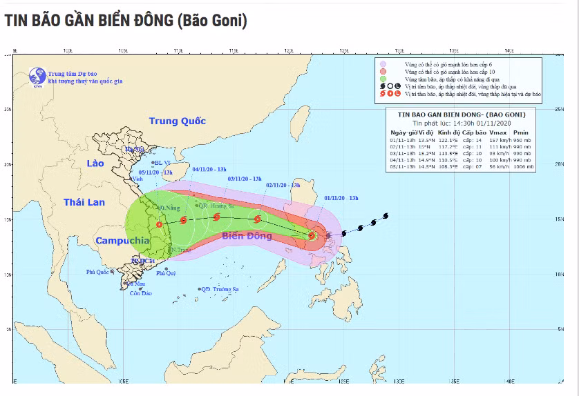 超强台风天鹅11月2日进入东海 可继续影响越南中部地区 ảnh 1