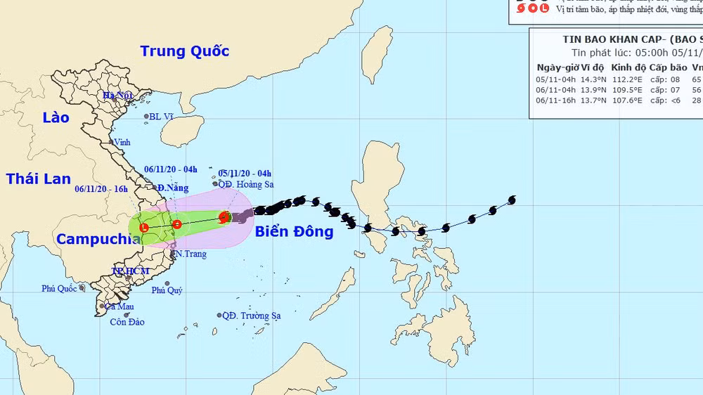 11月6日10号台风减弱为热带低压并登陆广义到庆和各省 ảnh 1 11月6日10号台风减弱为热带低压并登陆广义到庆和各省 ảnh 1